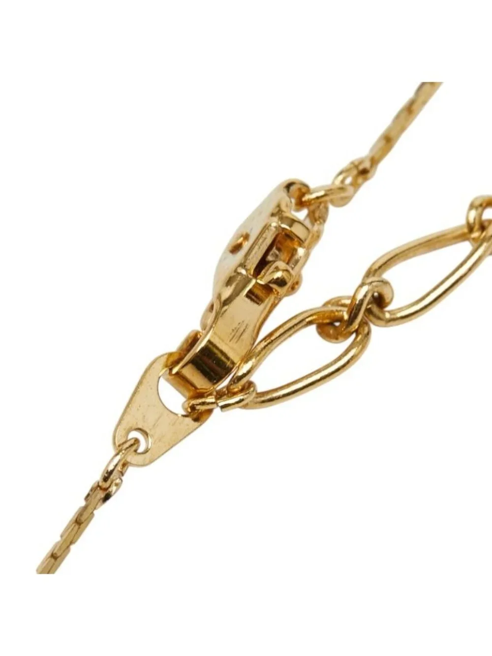 Saint Laurent Logo Open Drop Pendant Necklace Gold Plated Line Stone - Picture 5 of 7